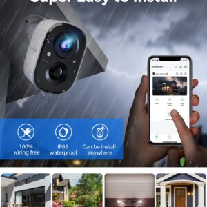 abetap Wireless Security Camera - Outdoor WiFi Security Cameras w/Color Night Vision, AI/PIR Detection, 2-Way Talk, Cloud/SD, Weatherproof, Battery Powered Outdoor Cameras for Home Security Outside