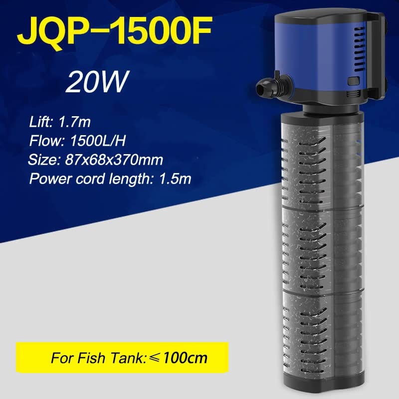 Submersible Sump Pump JQP Series Internal Aquarium Filter 3 In 1 Silent Submersible Sponge Filter Pump Transfer Pump (Color : 20W)