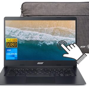 Acer 14" FHD Touchscreen Chromebook Laptop, Dual-Core Intel Celeron N4020, 4GB LPDDR4 RAM, 64GB eMMC Storage, Up to 12.5hrs Battery Life, WiFi, USB-C, Webcam, Chrome OS, w/CUE Accessories