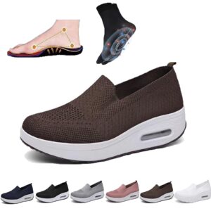 zebiceg fitsshoes women orthopedic sneakers, detectionk orthopedic sneakers, slip-on light air cushion orthopedic sneakers, orthopedic shoes for women, provide arch support (brown,9)