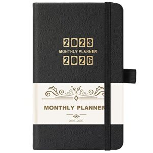 2023-2026 pocket planner - monthly pocket planner (36-month) with 60 notes pages, jul. 2023 - jun. 2026, 6.2" x 4", 3 year monthly planner with contacts, holidays and pen holder, back pocket - black