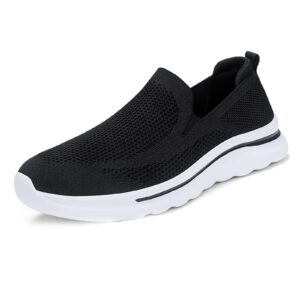 women's slip on mesh breathable soft sole sneakers,outdoor non-slip walking casual lightweight orthopedic arch support platform sneakers, (black,6)