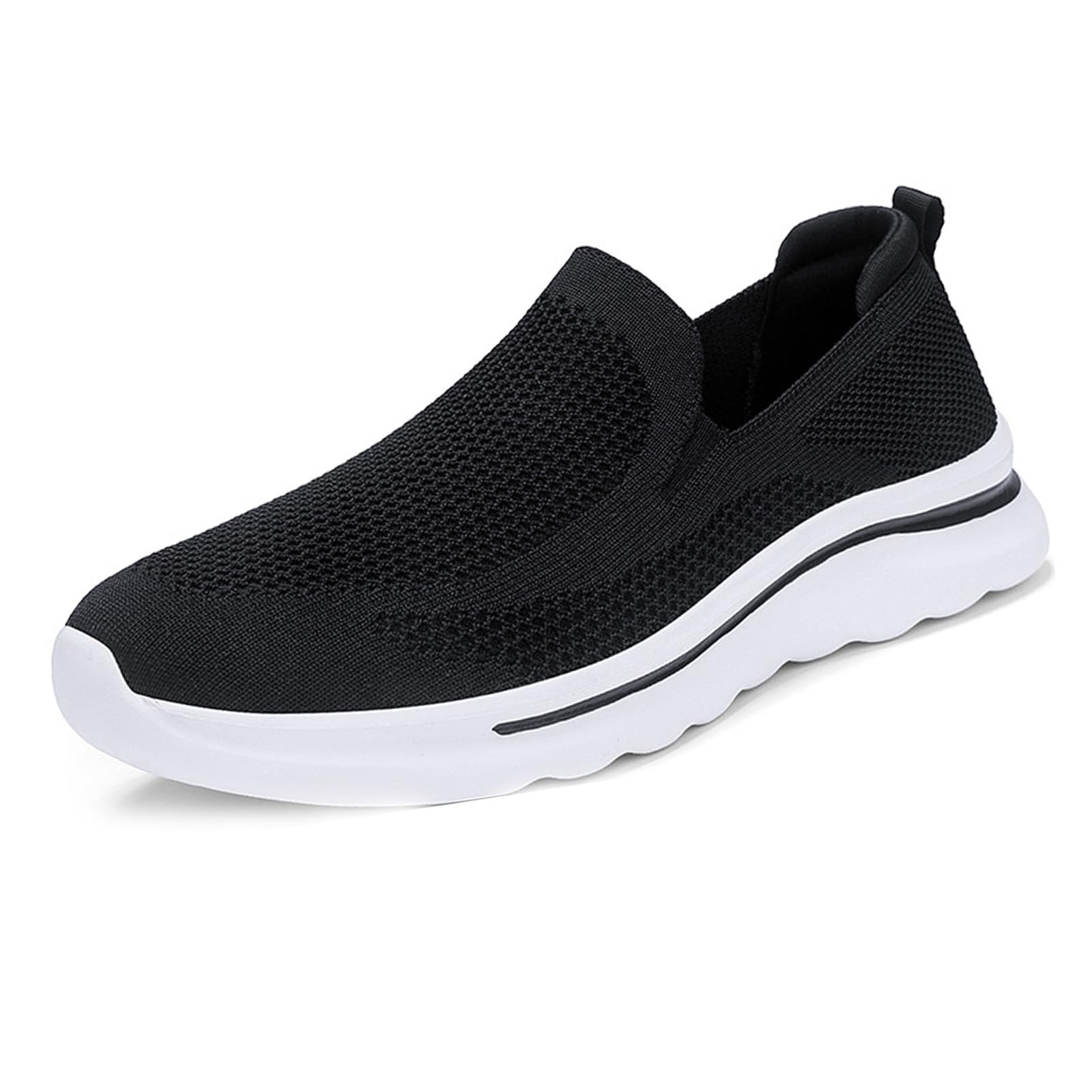 Women's Slip On Mesh Breathable Soft Sole Sneakers,Outdoor Non-Slip Walking Casual Lightweight Orthopedic Arch Support Platform Sneakers, (Black,6)