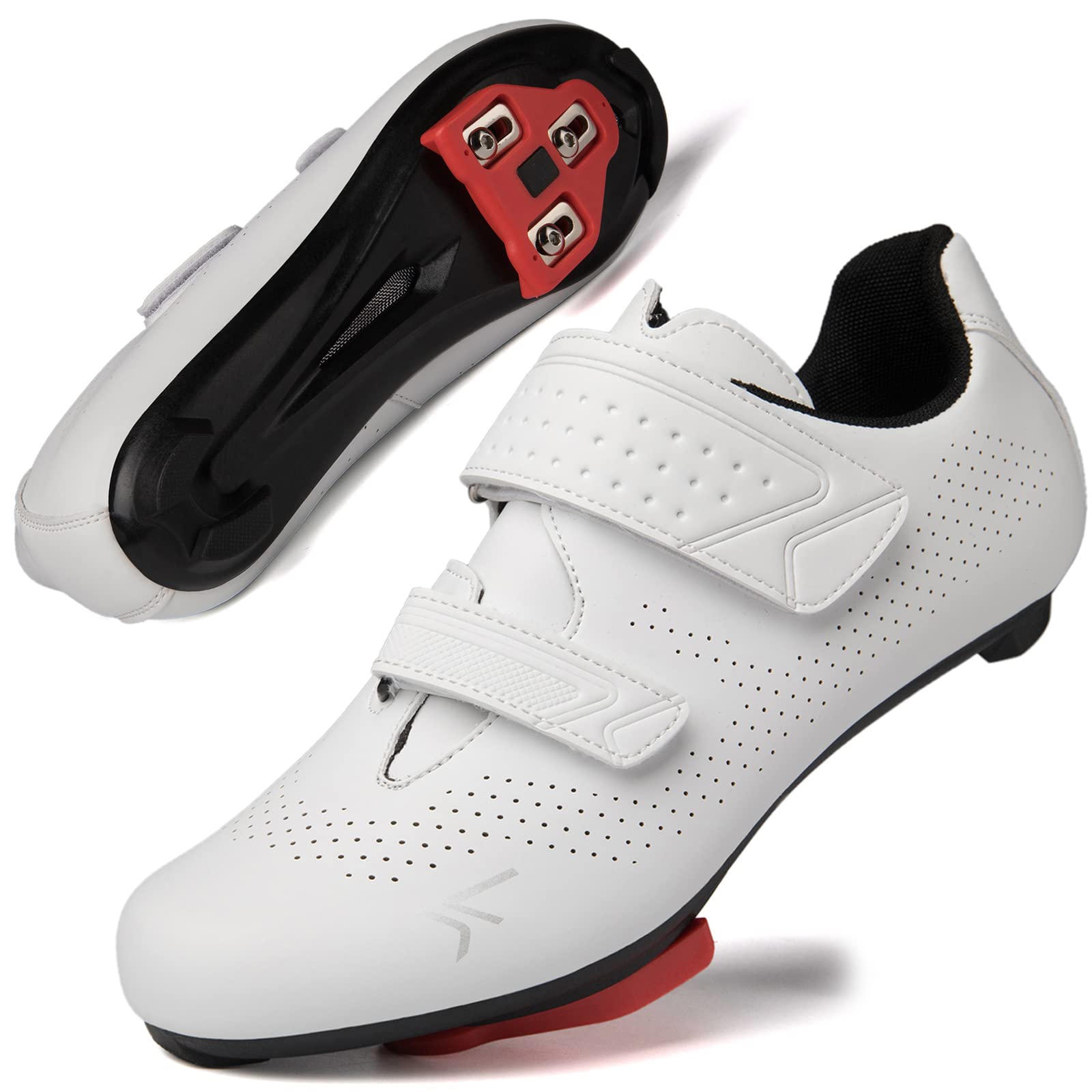 Mens Womens Cycling Shoes Compatible with Pelaton Road Bike Pelaton Shoes Riding Shoes Bicycle Pre-Installed Delta Cleats(2_White,38)