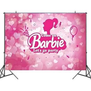 Girls Party Decoration Supplies Photography Backdrop Barbie Theme Birthday Photo Background Cake Table Decoration Banner Props Vinyl 7x5ft