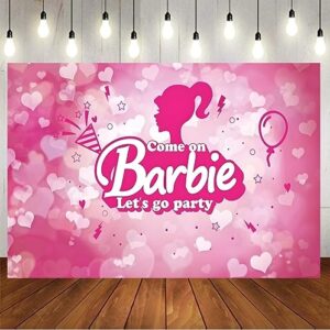 Girls Party Decoration Supplies Photography Backdrop Barbie Theme Birthday Photo Background Cake Table Decoration Banner Props Vinyl 7x5ft