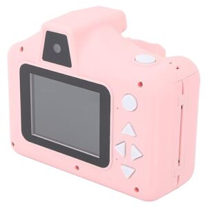 children's print camera, dual lens slr kids mini digital camera with gallery playback, 10x zoom, 4 puzzle games, music mode, 2.8 inch ips screen (pink)