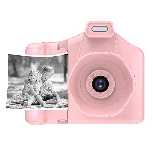 Children's Print Camera, Dual Lens SLR Kids Mini Digital Camera with Gallery Playback, 10x Zoom, 4 Puzzle Games, Music Mode, 2.8 inch IPS Screen (Pink)