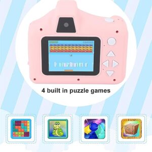 Children's Print Camera, Dual Lens SLR Kids Mini Digital Camera with Gallery Playback, 10x Zoom, 4 Puzzle Games, Music Mode, 2.8 inch IPS Screen (Pink)