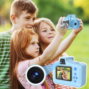 Children's Print Camera, Dual Lens SLR Kids Mini Digital Camera with Gallery Playback, 10x Zoom, 4 Puzzle Games, Music Mode, 2.8 inch IPS Screen (Blue)