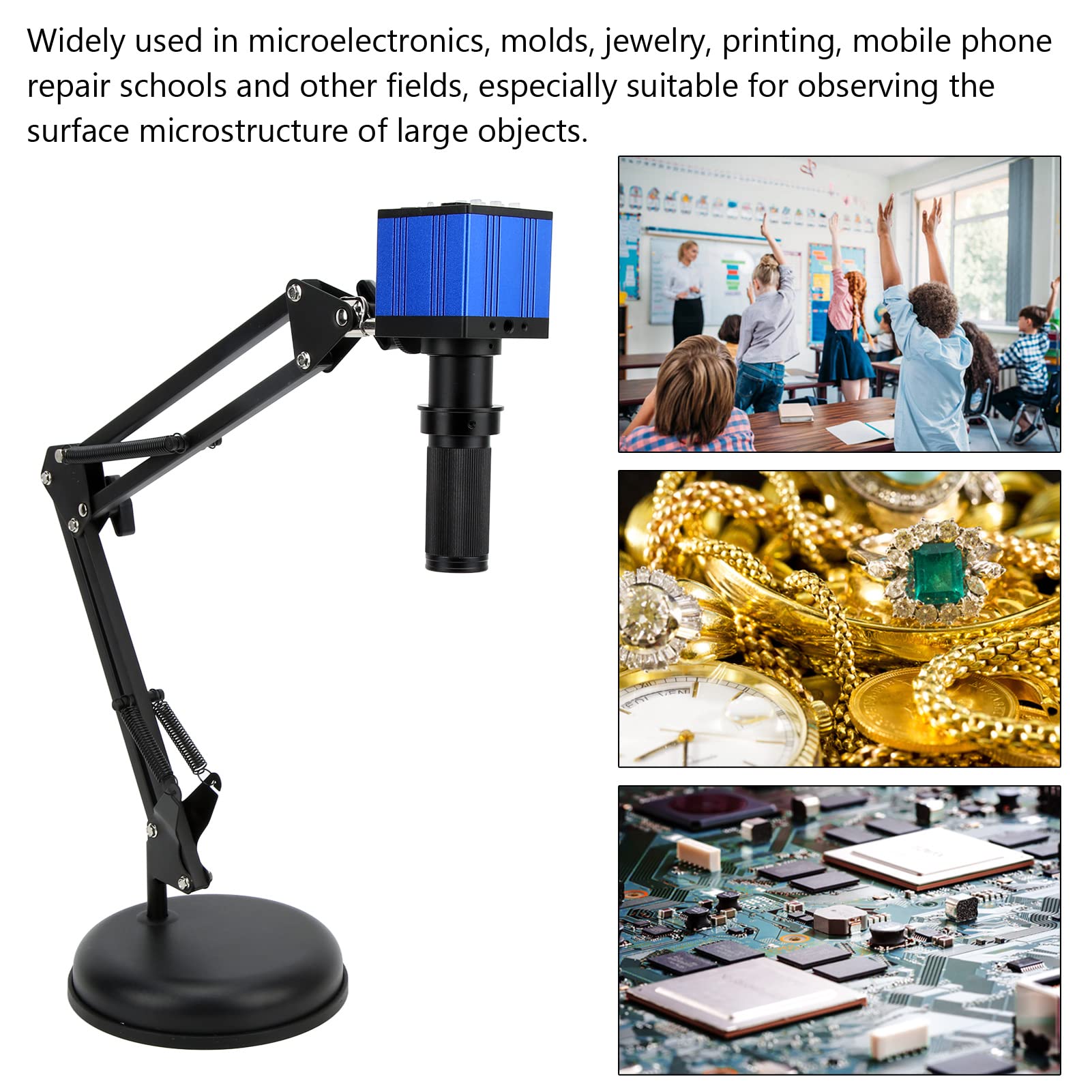 USB Video Microscope Camera, USB Video Microscope Camera 51MP 1080P 2K 120X Zoom Lens Microscope Camera with Adjustable Stand, Microscopes (US Plug)