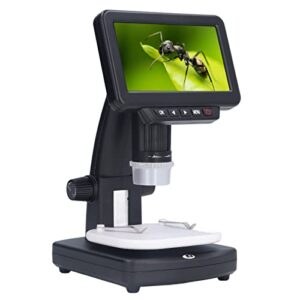 lcd digital microscope, 5.0-inch lcd digital microscope, 1080p 1500x magnification video microscope camera with 5mp image sensor, pc view windowsmac os compatible 100-240v (us