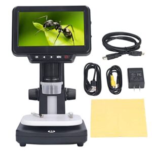 LCD Digital Microscope, 5.0-inch LCD Digital Microscope, 1080P 1500x Magnification Video Microscope Camera with 5MP Image Sensor, PC View WindowsMac OS Compatible 100-240V (US