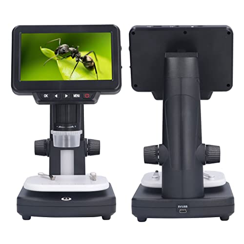 LCD Digital Microscope, 5.0-inch LCD Digital Microscope, 1080P 1500x Magnification Video Microscope Camera with 5MP Image Sensor, PC View WindowsMac OS Compatible 100-240V (US