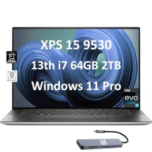 dell xps 15 9530 business laptop (15.6" fhd+, intel 14-core i7-13700h (beat i9-12900h), 64gb ddr5 ram, 2tb ssd, arc a370m), backlit, fingerprint, thunderbolt 4, webcam, wi-fi 6e, win 11 pro, silver