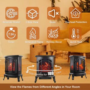 24"Electric Fireplace Heater, 1500w Electric Fire Place with 3D Flame Effect, Electric Wall Fireplace for the Living Room, Adjustable Infrared Heater, Overheat Protection, 400 Sq Ft Effective Space