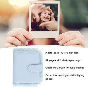 Camera Picture Album, High Transparency 64 Pockets Light Buckle Design Mini Film Photo Album for Display (Blue)