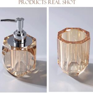 Diamond Design Soap Dispenser,Crystal Luxury Bathroom Accessories Set for Bathroom Decor-Lotion Bottle,Tumbler,Soap Dish,Tray