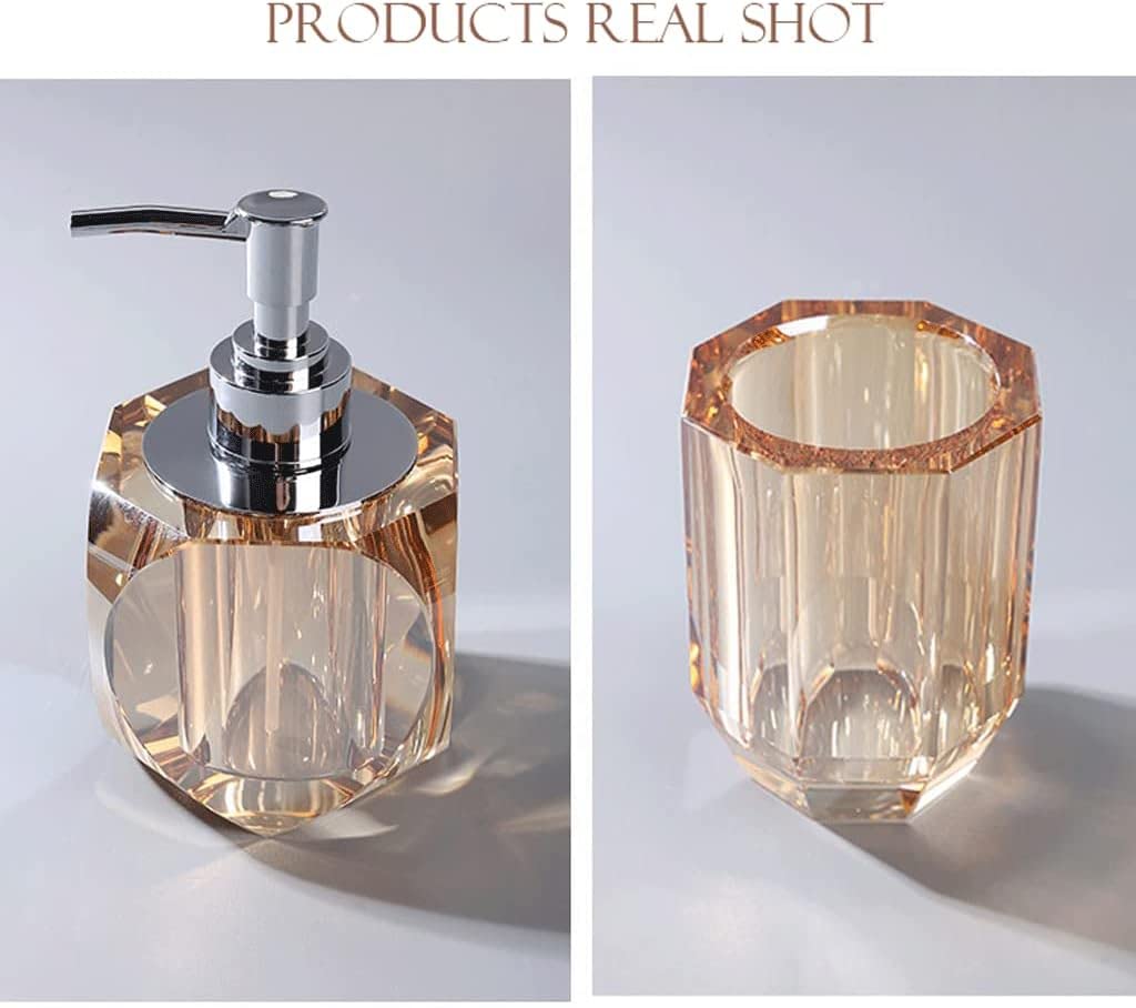 Diamond Design Soap Dispenser,Crystal Luxury Bathroom Accessories Set for Bathroom Decor-Lotion Bottle,Tumbler,Soap Dish,Tray