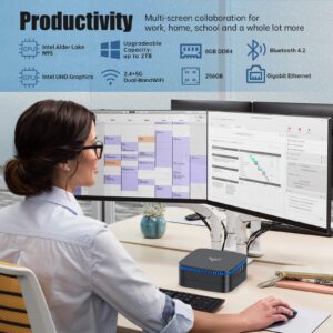 KAMRUI AK1 Plus Mini PC with Windows 11, Intel 12th Alder Lake N95 (Up to 3.4GHz), Mini Desktop Computers 8GB DDR4 256GB SSD Support 4K Display, WiFi/BT 4.2 for Business, Office, Home Server