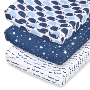 the peanutshell changing pad covers for boys or girls, unisex 3 pack, nautical whale