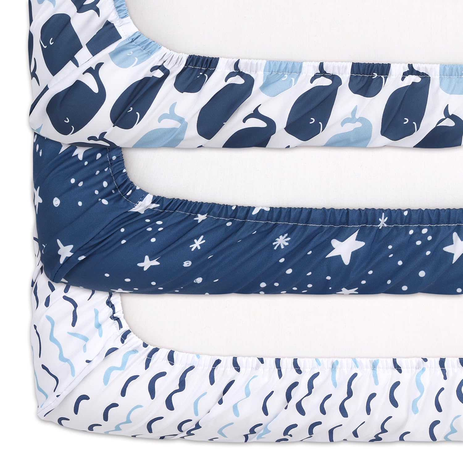 The Peanutshell Changing Pad Covers for Boys or Girls, Unisex 3 Pack, Nautical Whale