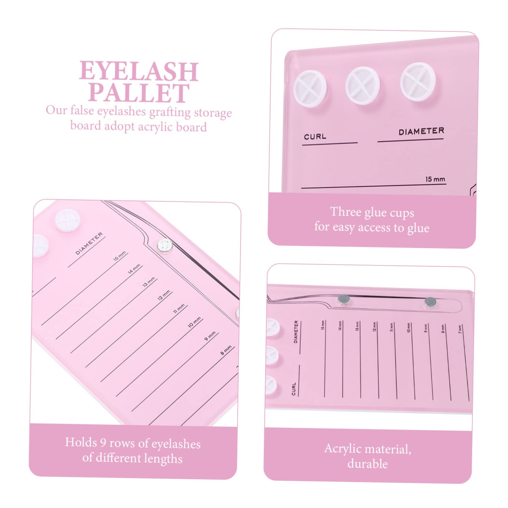 FRCOLOR 5pcs Magnetic Eyelash Board False Eyelashes Fake Eyelashes Tools Makeup Supplies Eyelash Display Pallet Eyelash Grafting Supplies Eyelash Supplies Eyelash Curler Acrylic With Scale