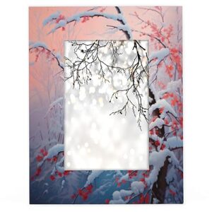 cfpolar 5x7 inch environmentally friendly wood photo frame with high-definition acrylic board for table top display and wall mounting photo frame file frames snowy red bird