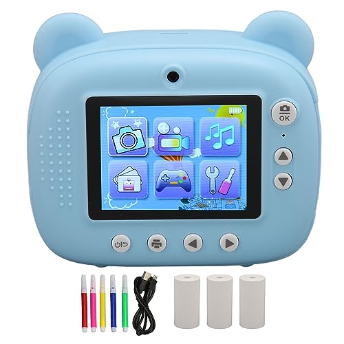 Print Camera, 2.4in IPS Screen Inbuilt Speaker Kids Camera Dual 24MP Camera 1050mAh Battery for Family