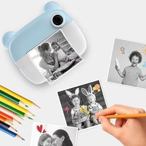 Print Camera, 2.4in IPS Screen Inbuilt Speaker Kids Camera Dual 24MP Camera 1050mAh Battery for Family