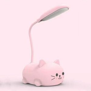 desniltol led kids lamp, mini cat table lamp, portable led night light, cute desk lamp, foldable usb rechargeable reading light children's bedroom (pink)