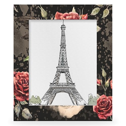 POFATO Skull Red Rose11x14 Picture Frame Wood Photo Frame for Tabletop Display Wall Mount Picture Frame Display 11 x 14 Inch Photo Wall Decor Home Gift Frames