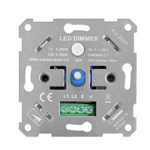 LAZIRO CE Approved 200W LED Dimmer Switch Phase Cut/Off Bottom Brightness Adjustable with Knob 100-240Vac Compatible with Trailing Edge (Color : Frame 1, Size : 220-240Vac)