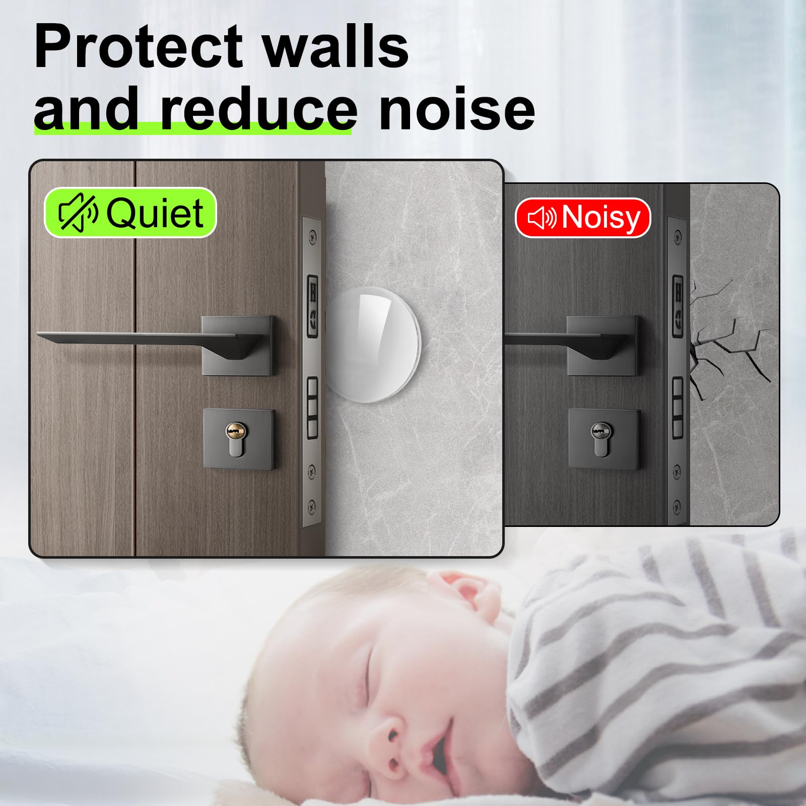 Fejoyta Door Stoppers Wall Protector, 8 PCS Silicone Door Knob Wall Protector with Strong Self-Adhesive Backing, Upgrade Reusable Cabinet Door Bumper - Ideal for Wall Protector and Noise Reduction