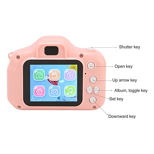 Portable Camera, 1080P HD Video Wide Applicability Kids Digital Camera 400mAh Battery Pink for Boys for Home