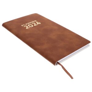 nuobesty 2024 agenda book portable notebook paper notepad office schedule notepad delicate dividing line paper brown daily planner notebook for planning schedule notebook agenda notebook