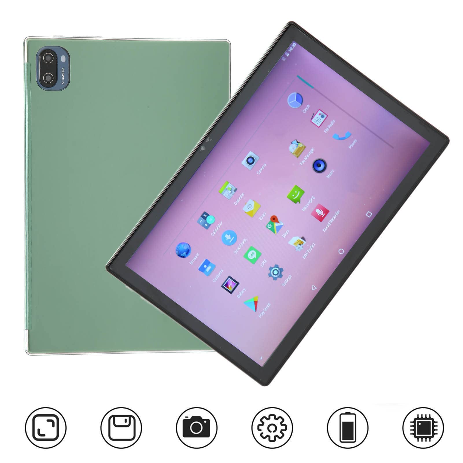 Kufoo HD Tablet, 10in Tablet 4G Network 5GWIFI 8 Cores CPU for Entertainment (US Plug)