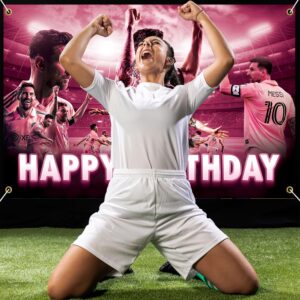 5x3FT Pink Soccer Star Happy Birthday Banner, Soccer Star Birthday Decorations, Soccer Star Party Decorations, Soccer Star Party Supplies Photography Decorations