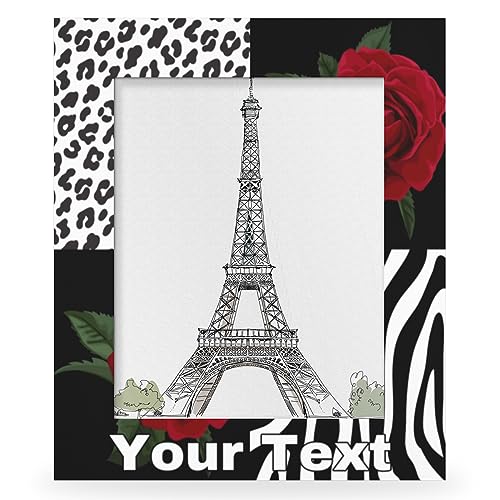 Herdesigns Red Roses 8x10 Picture Frame Personalized Custom Text Name Flower Animal Print Wooden Picture Frame for Wall and Tabletop Display, Photo Picture Frame Customized Gift