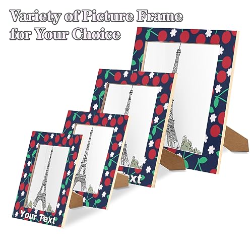 Herdesigns Red Cherry Pattern 8x10 Picture Frame Personalized Custom Text Name Fruit Flower Wooden Picture Frame for Wall and Tabletop Display, Photo Picture Frame Customized Gift