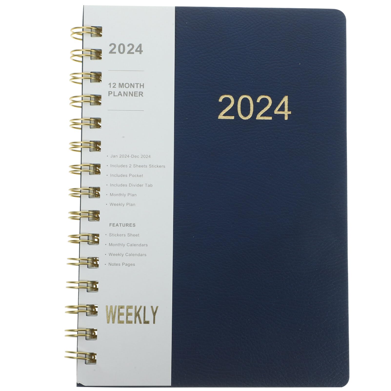 MAGICLULU 2024 Daily Planner One Page Per Day Monthly Agenda Planner Spiral Yearly Schedule Notepad Work Planning Notebook for Home Office Supplies Blue