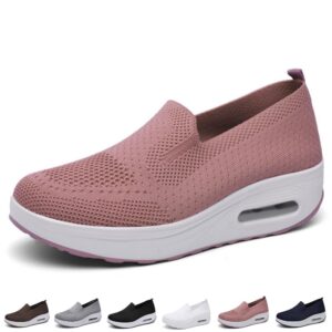 Fitsshoes Women Orthopedic Sneakers,Slip-On Light Air Cushion Mesh Shoes,Casual Breathable Walking Shoes with Arch Support (7.5, Pink)