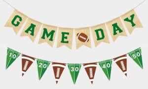 vilifever game day burlap banner football themed garland bunting, football birthday party decorations, football concessions stand hanging sign outdoor home decor