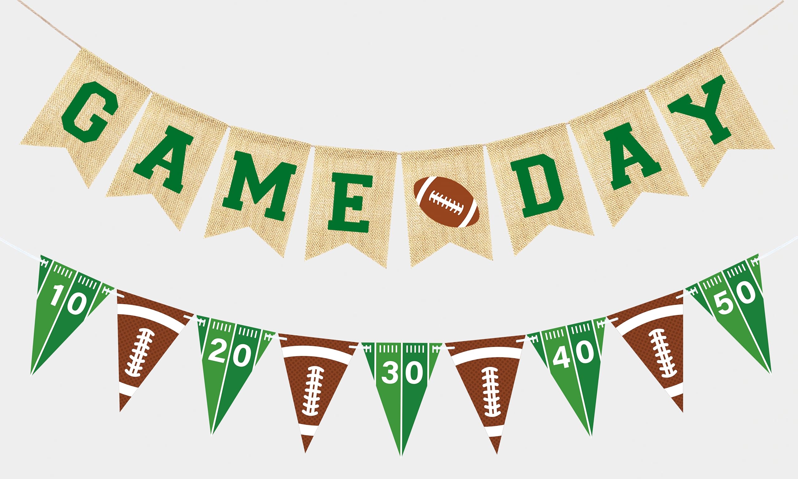 VILIFEVER Game Day Burlap Banner Football Themed Garland Bunting, Football Birthday Party Decorations, Football Concessions Stand Hanging Sign Outdoor Home Decor