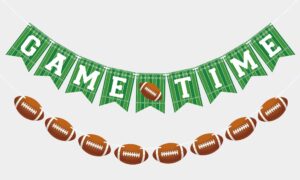 vilifever 2 pieces game time banner football garland for football party decorations, game day sports themed party supplies football birthday banner indoor outdoor decor