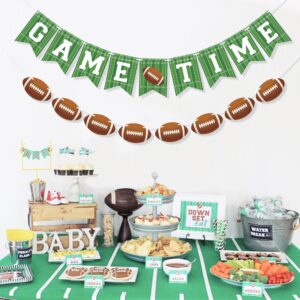 VILIFEVER 2 Pieces Game Time Banner Football Garland for Football Party Decorations, Game Day Sports Themed Party Supplies Football Birthday Banner Indoor Outdoor Decor