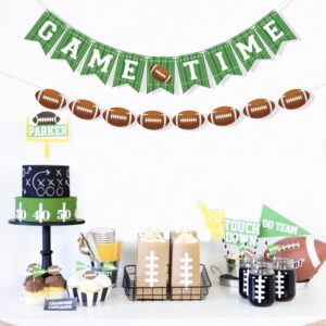 VILIFEVER 2 Pieces Game Time Banner Football Garland for Football Party Decorations, Game Day Sports Themed Party Supplies Football Birthday Banner Indoor Outdoor Decor