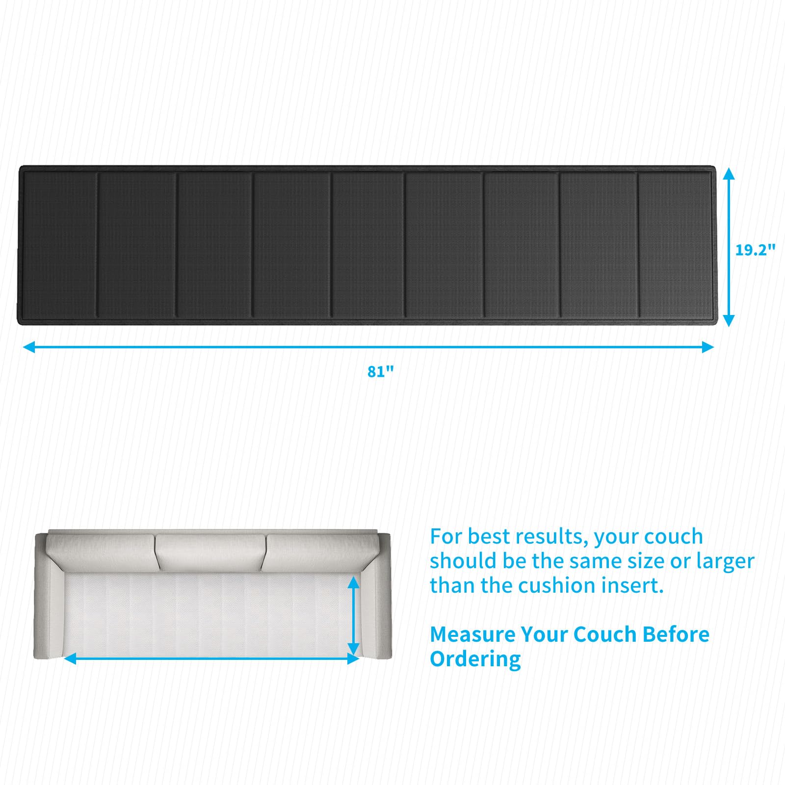 Mjkone Long Couch Cushion Support 19.2"x81", Sagging Sofa Cushion Support, Reclining Sofa Couch Support for Sagging Cushions, Insert Support to Fix Your Modern Couch, Thick 0.4"