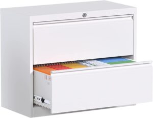 greenvelly white file cabinet 2 drawer, lateral filing cabinet with lock