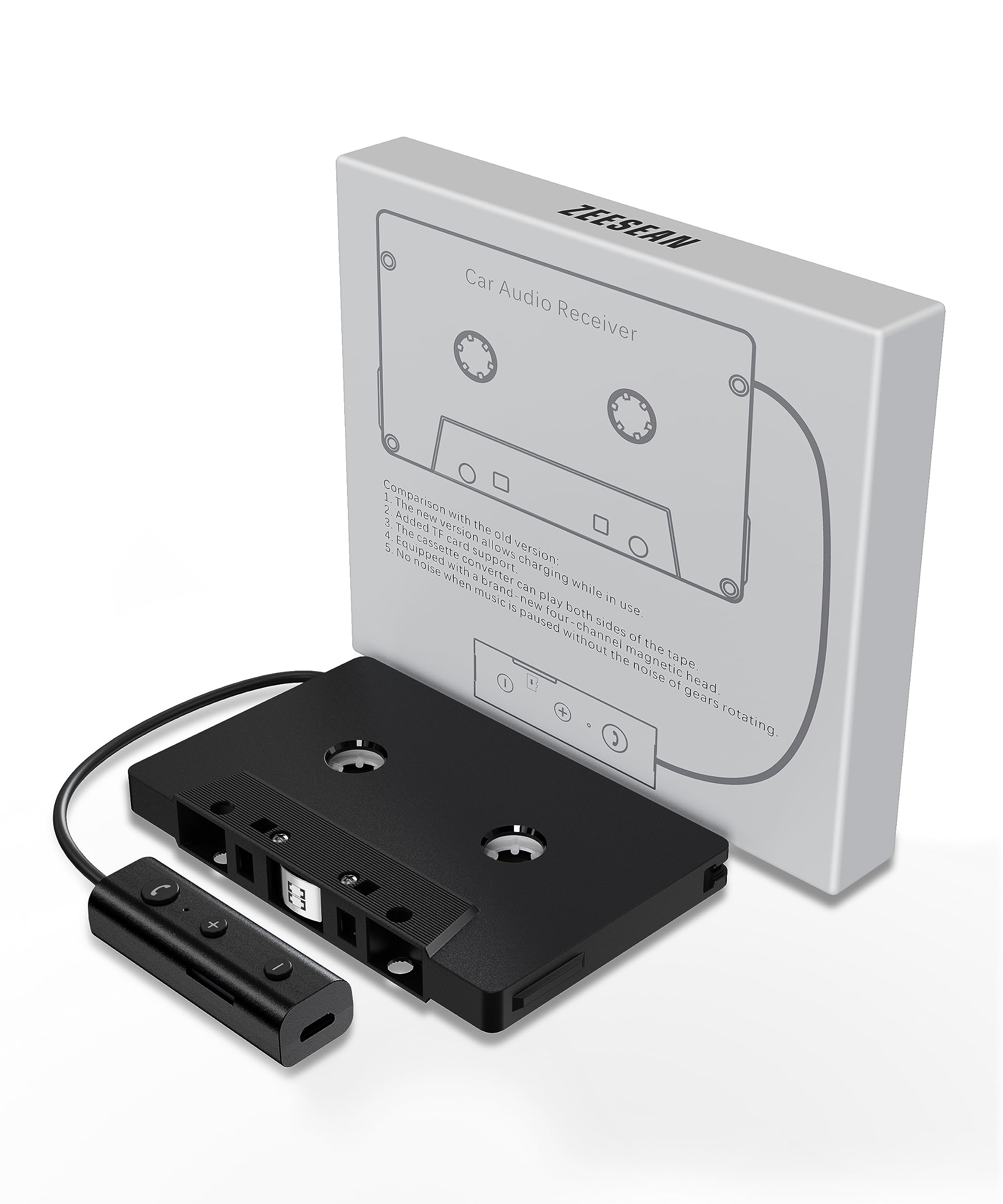 Car Audio Bluetooth Wireless Cassette Receiver, Bluetooth 5.0 Car Audio Stereo Cassette Vehicle Tape Converter Cassette Work While Charging Support TF Card